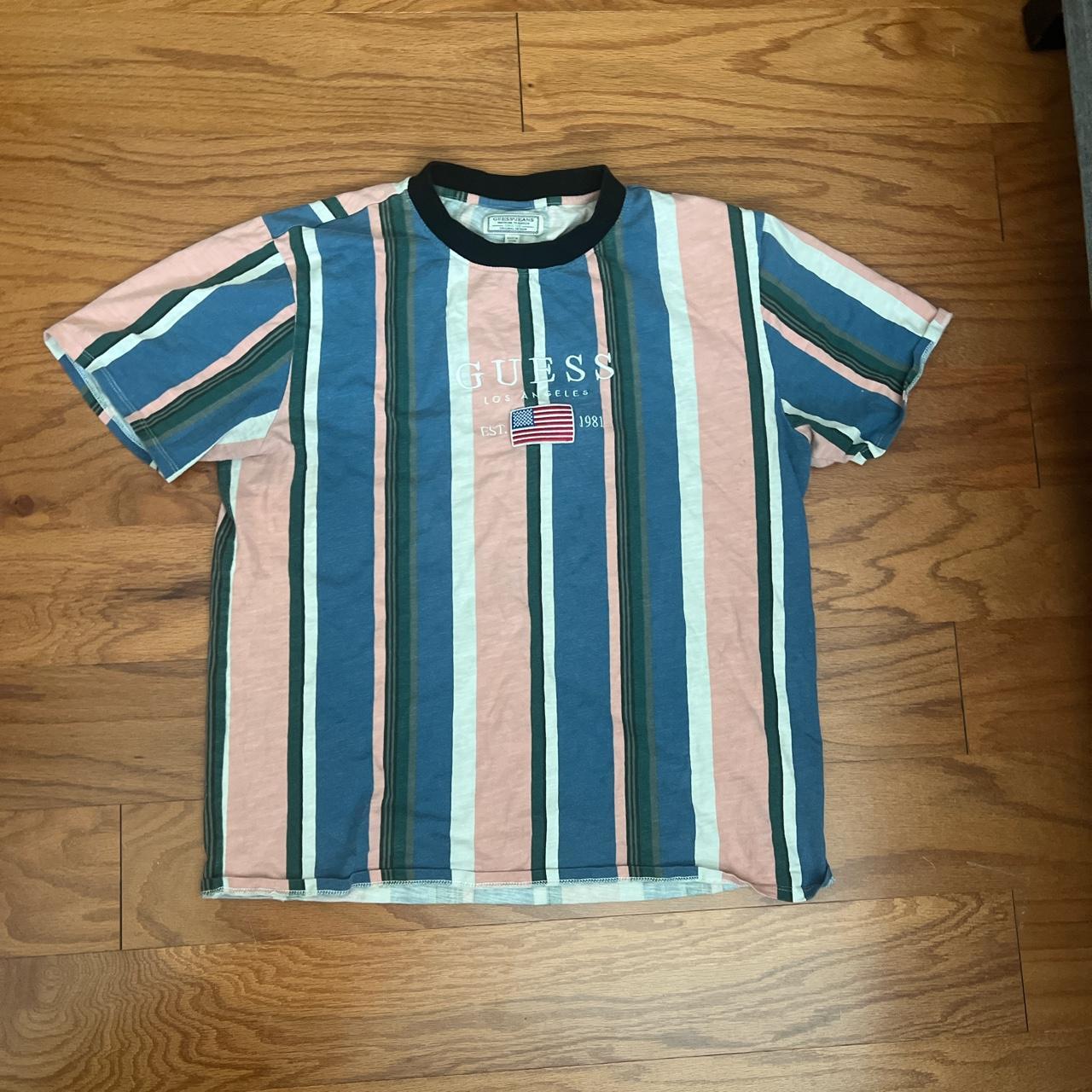 Guess blue and outlet pink striped shirt