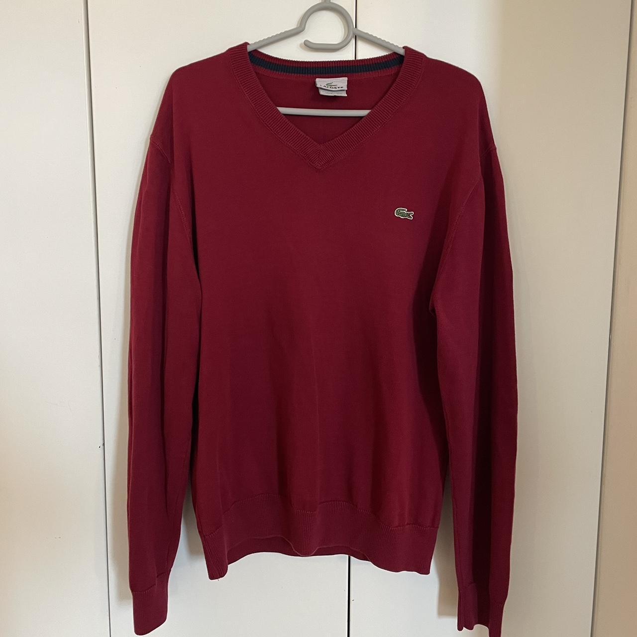 Lacoste - long sleeve v neck sweater Size... - Depop