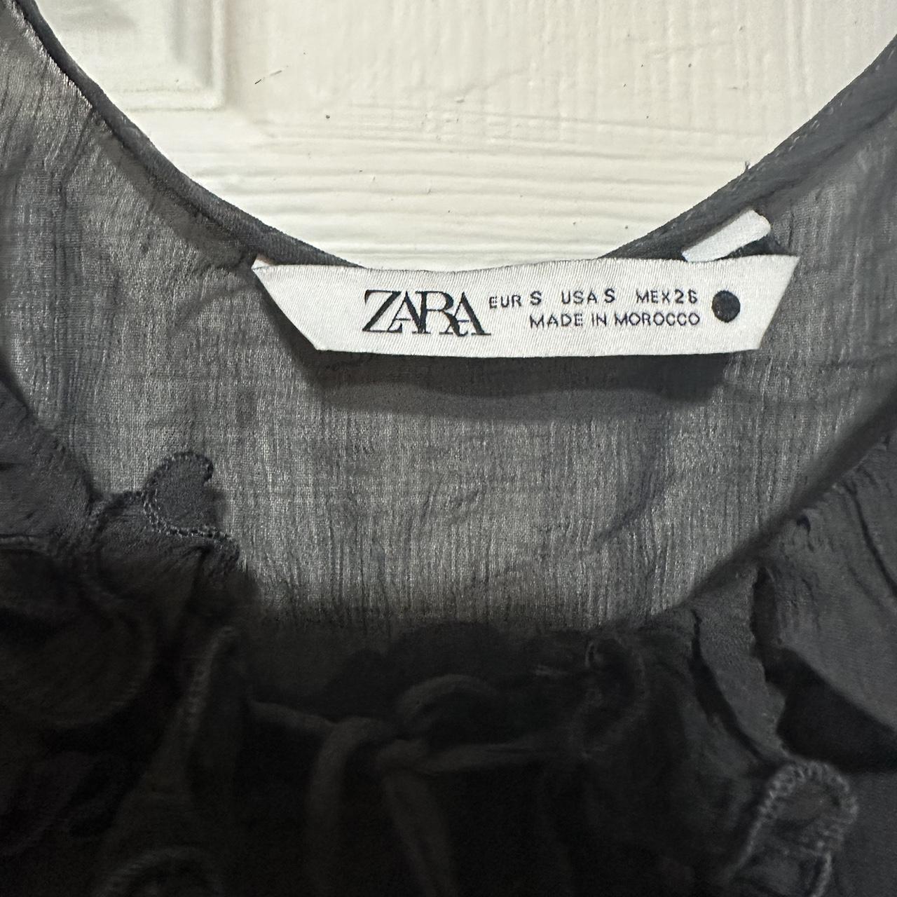 zara grey ruffle top, never worn just pulled tags off - Depop