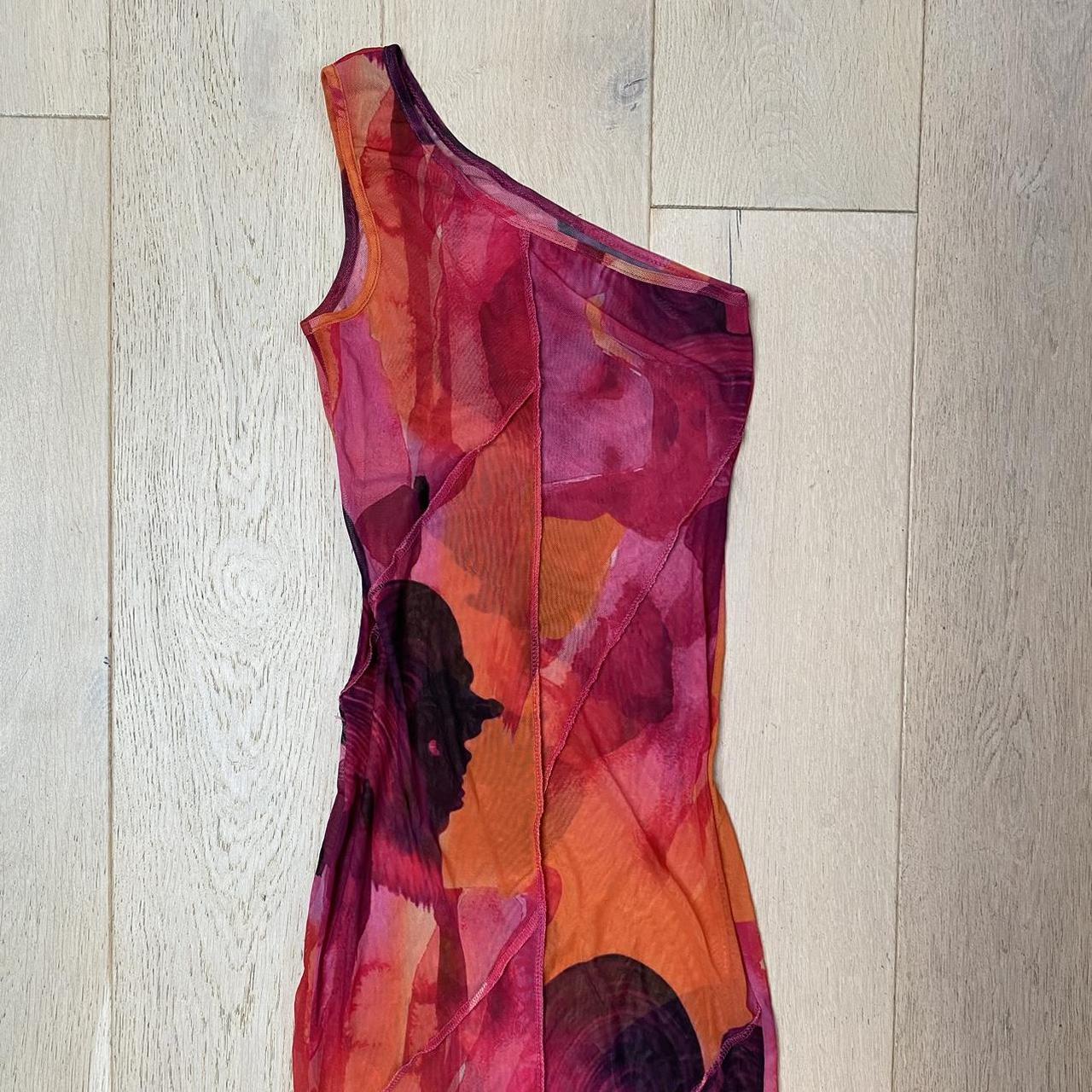 pink and orange beach mesh maxi beach dress size... - Depop