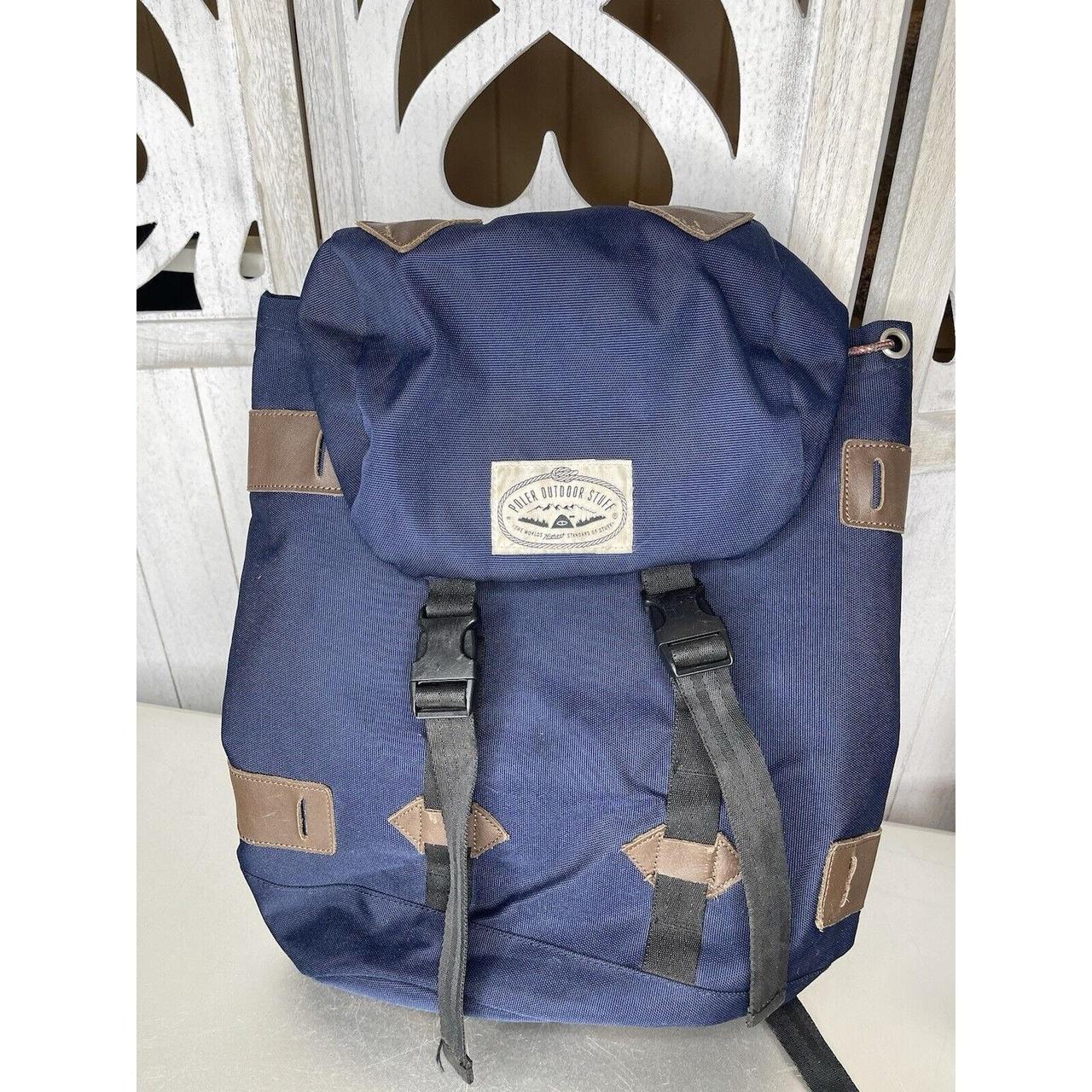 Poler Outdoor Stuff Blue Tan Leather Backpack