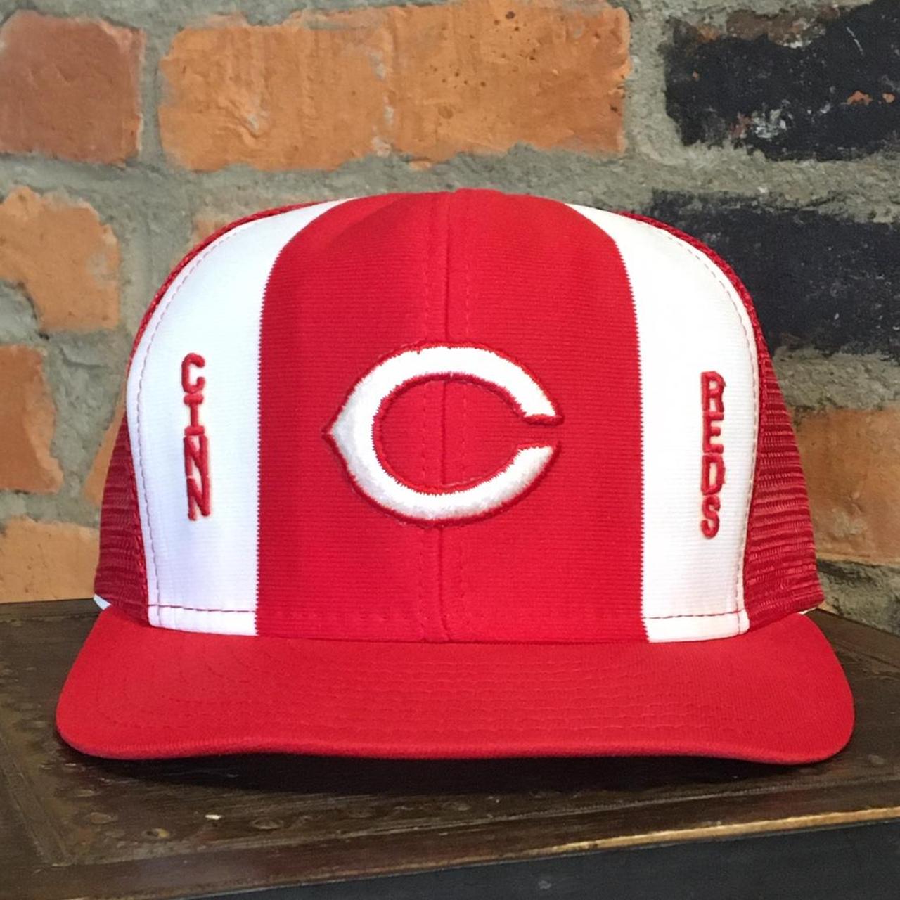 Vintage Cincinnati Reds AJD Lucky Stripes MLB Regular Snapback Trucker Hat