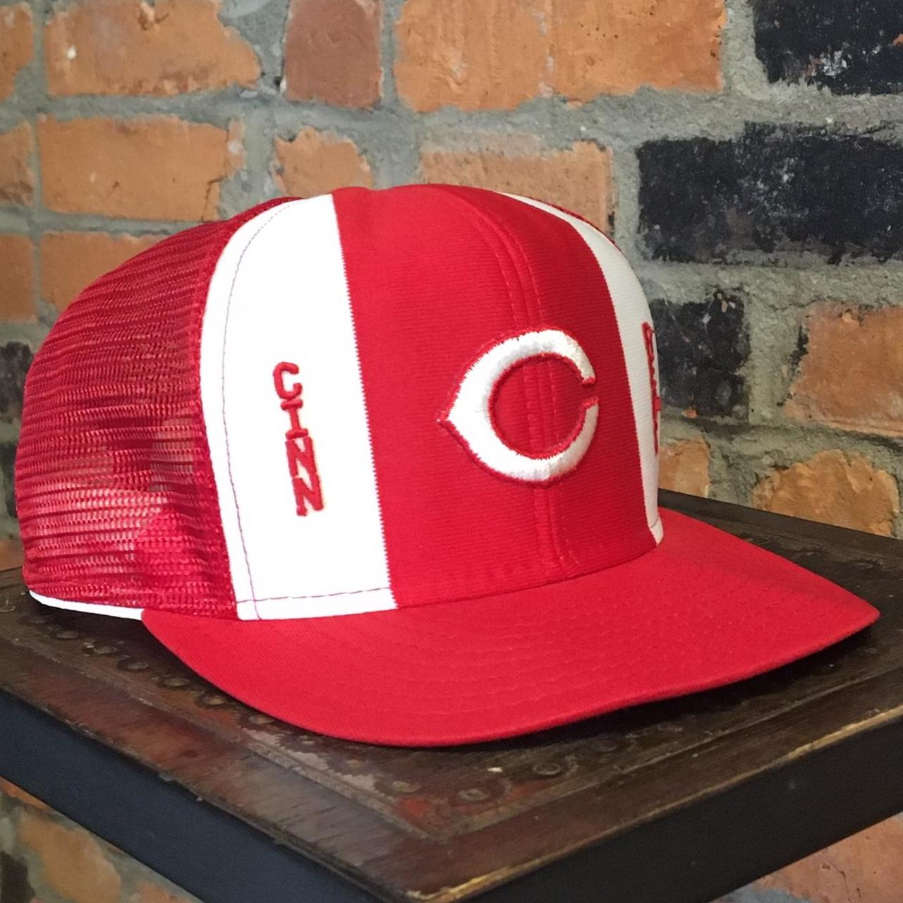 Vintage Cincinnati Reds AJD Lucky Stripes MLB Regular Snapback Trucker Hat