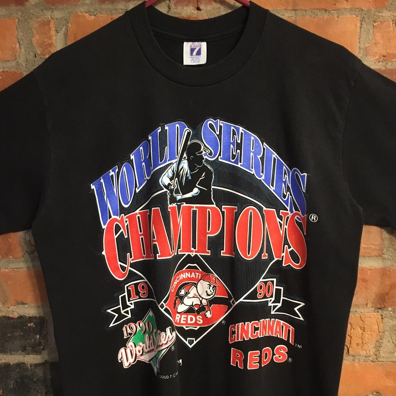 Vintage Cincinnati Reds MLB AOP Tee Sz: L 21.5 x - Depop