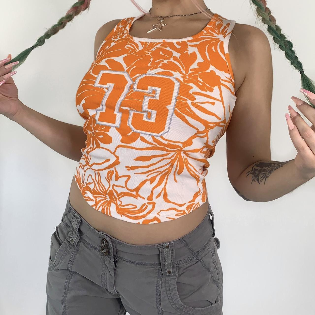 Derek heart orange tube top Strapless top Size - Depop