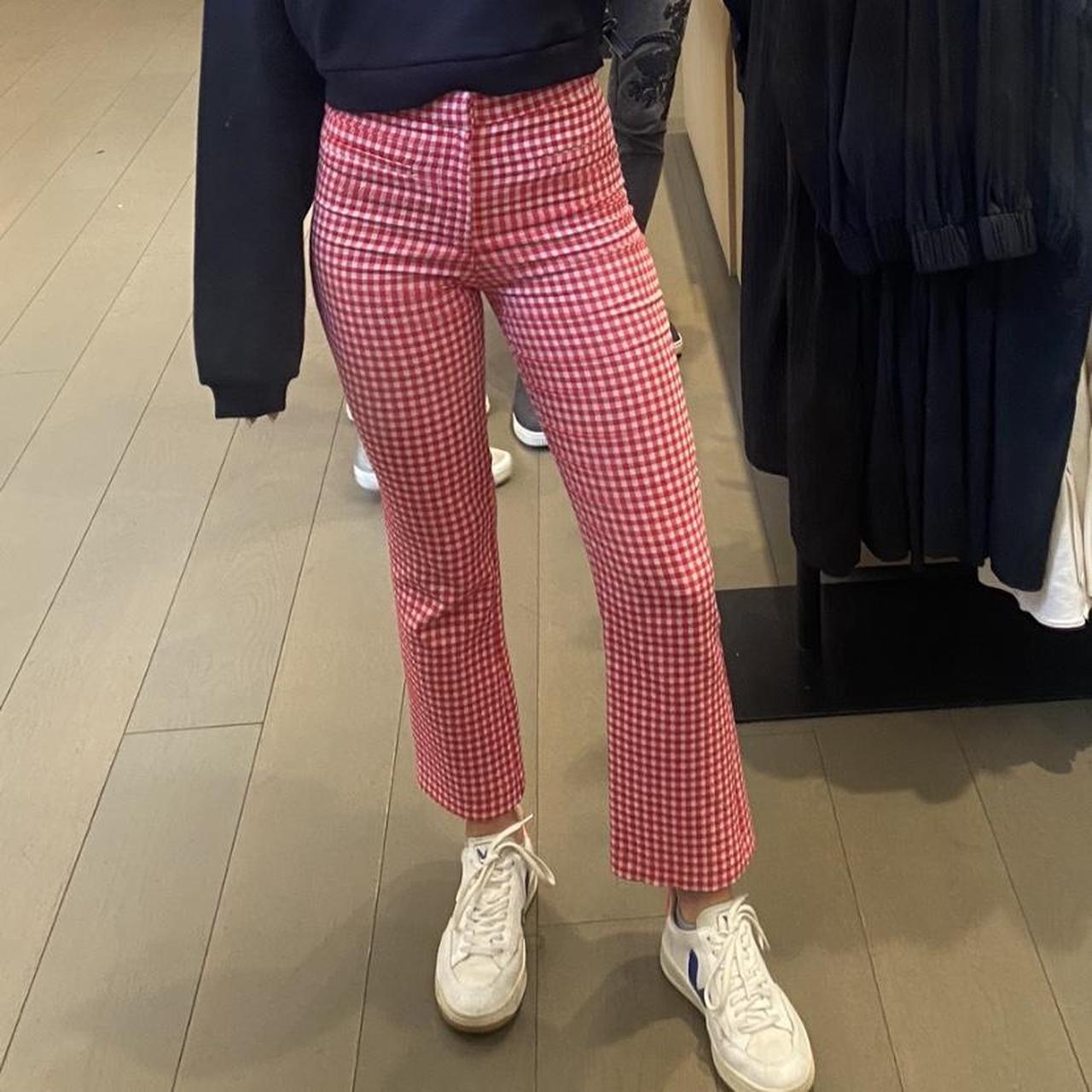 Adorable red gingham pants, stretchy and very... Depop