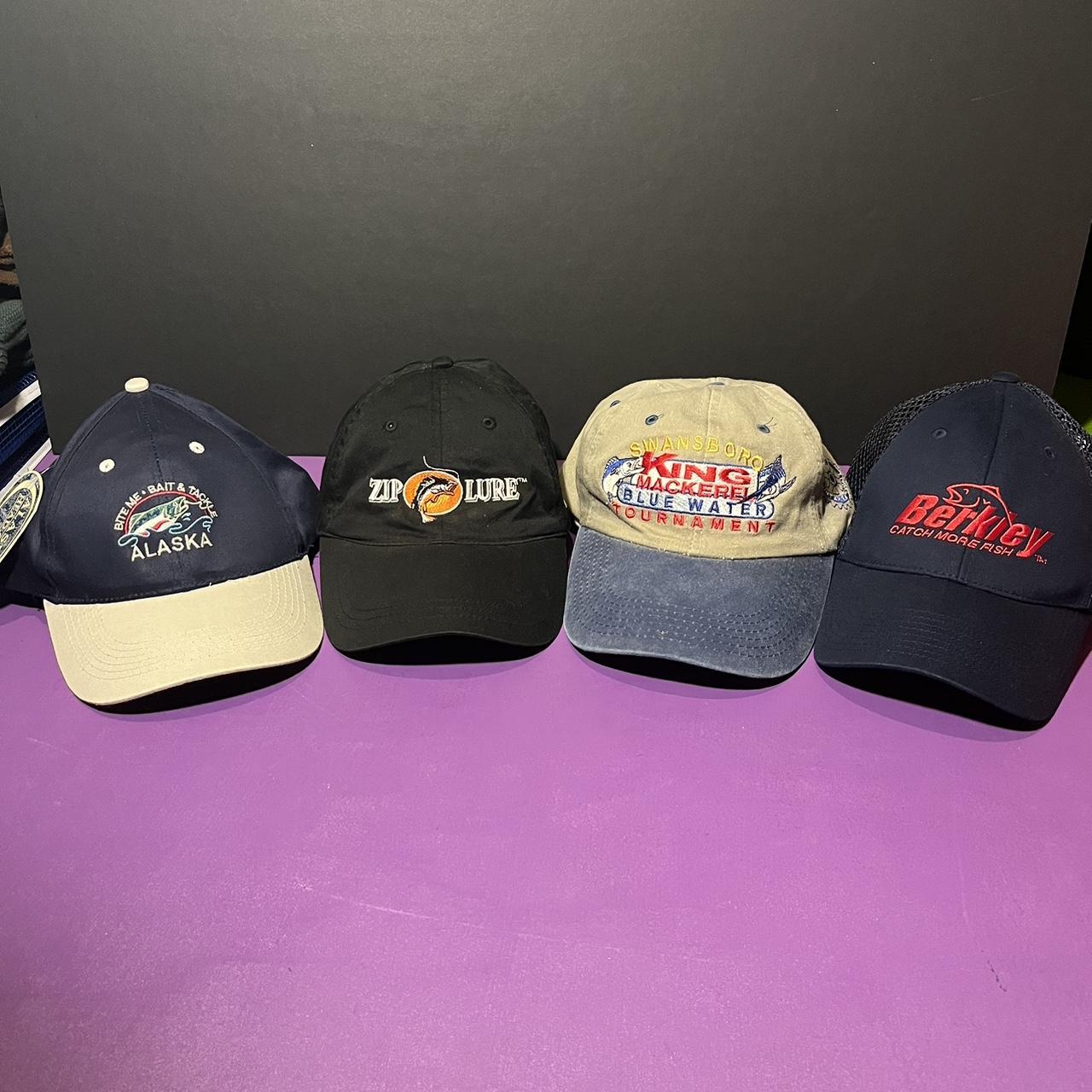 Fishing Hat lot of 4 , one brand new, other 3 used