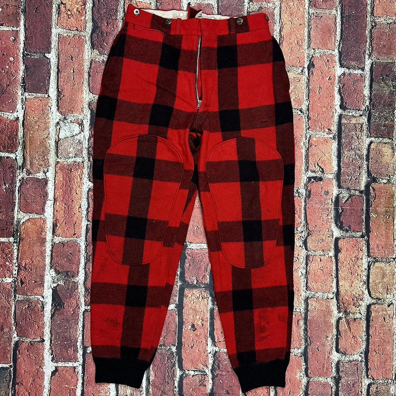 Vintage 1970s Woolrich Buffalo Plaid Hunting Pants... - Depop