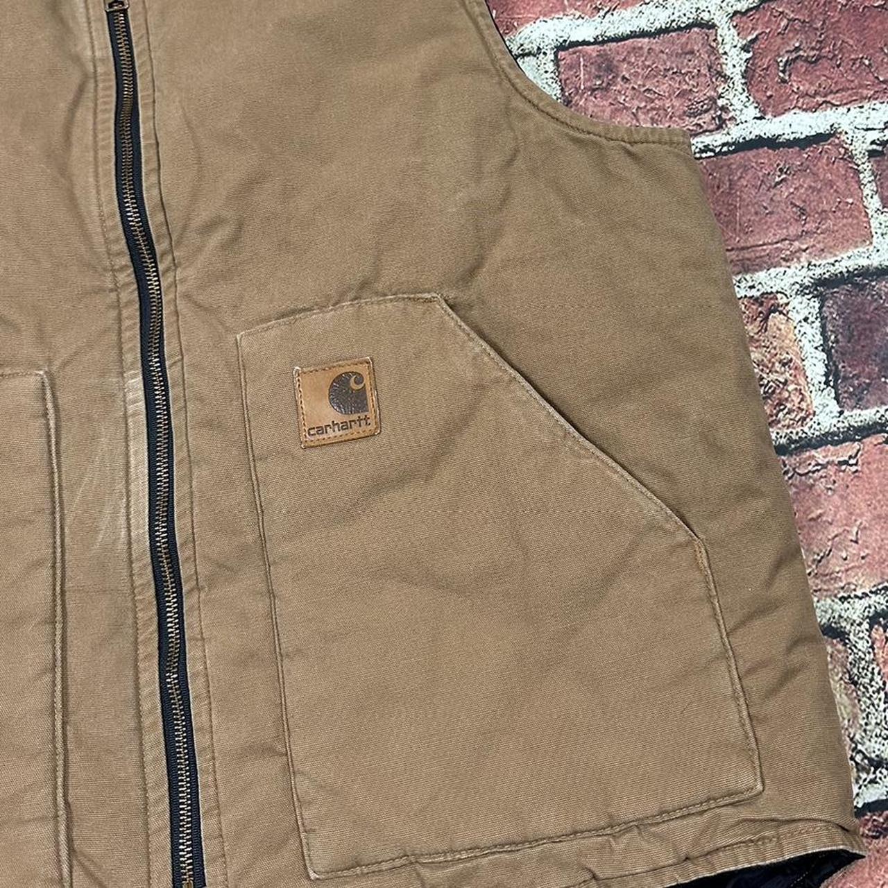 Vintage Carhartt Vest V300 BUC Canvas Quilted Lined... - Depop