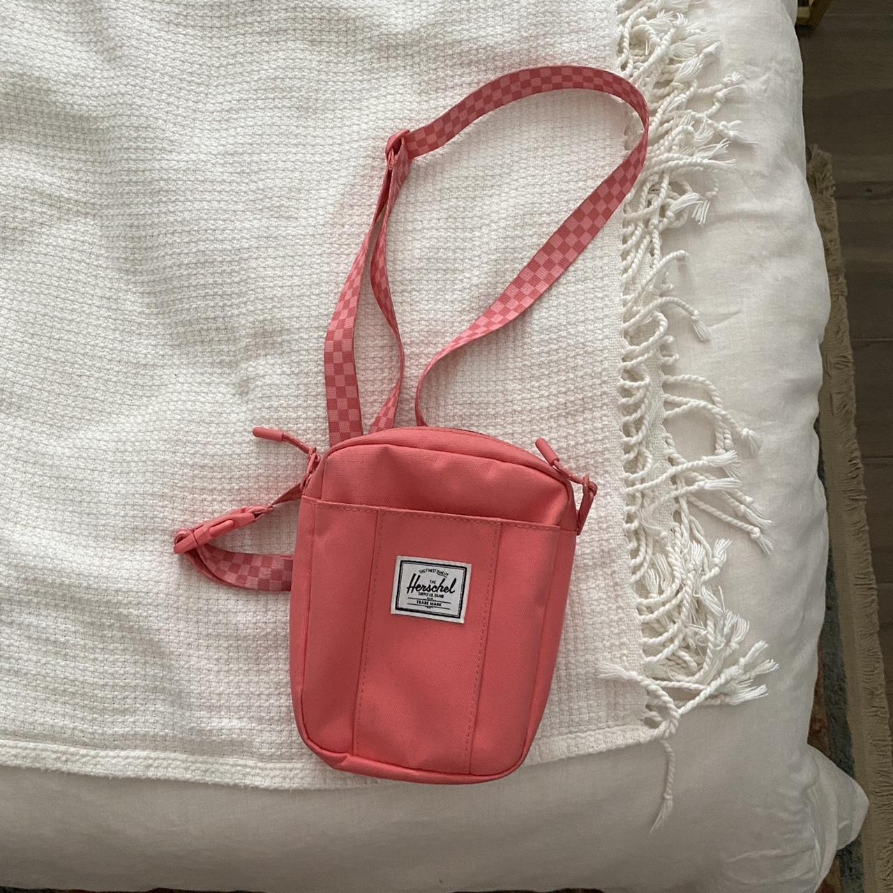 Herschel pink checkered strap crossbody Depop