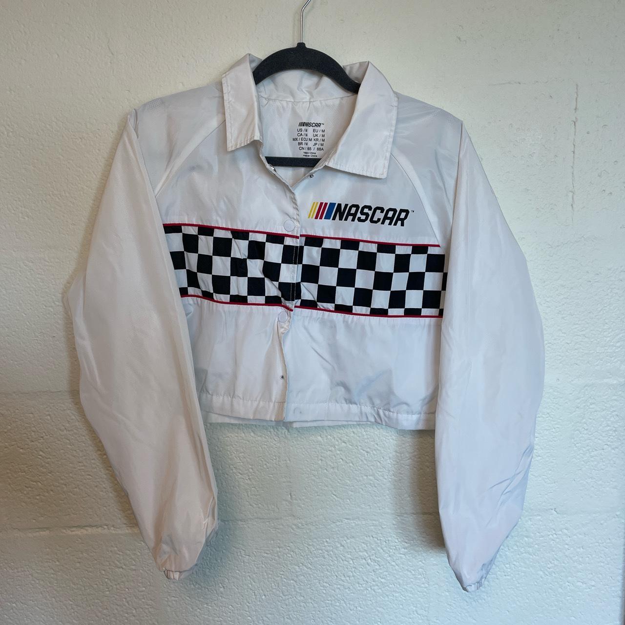 Women’s cropped nascar racing jacket Only flaw is... - Depop