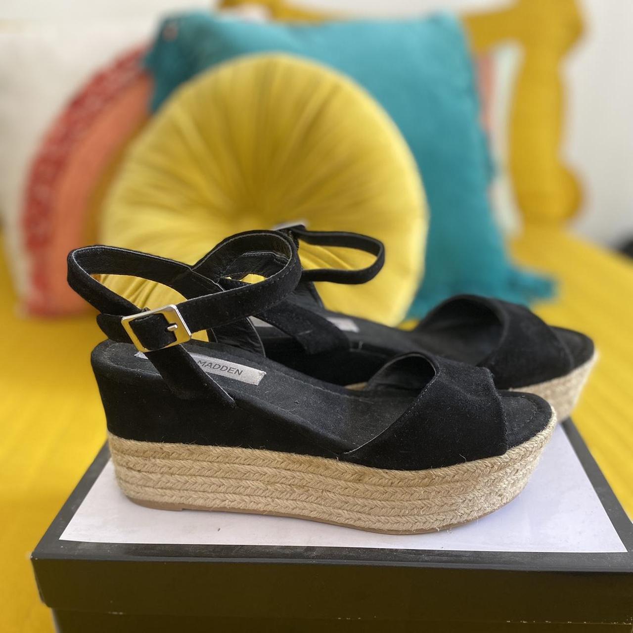 Steve Madden Black Espadrille Wedges Really