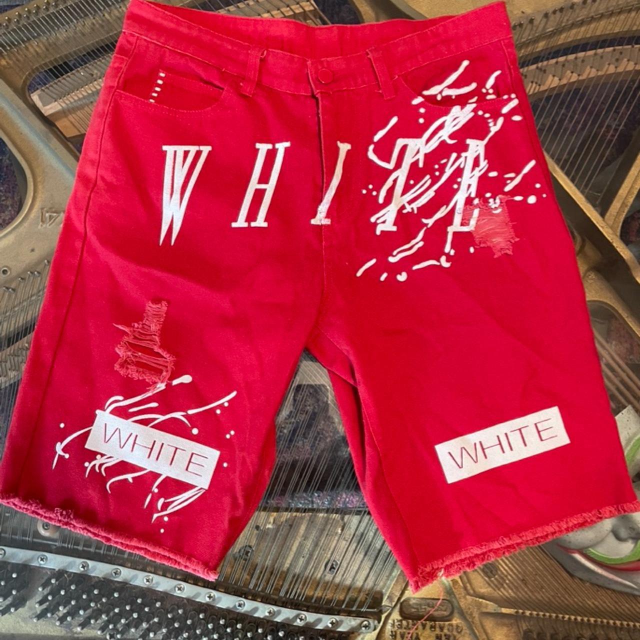 Off white shorts top red