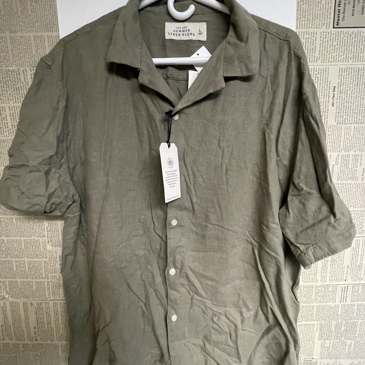 Abrecrombie and fitch linen shirt in olive green. - Depop