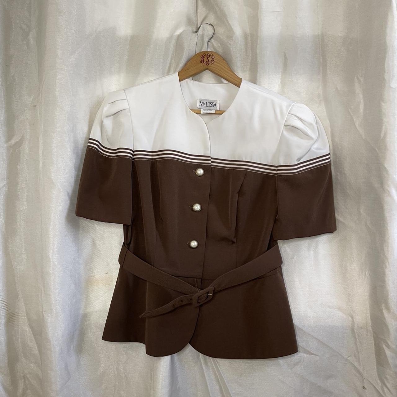 Melissa Women's Brown and White Blouse