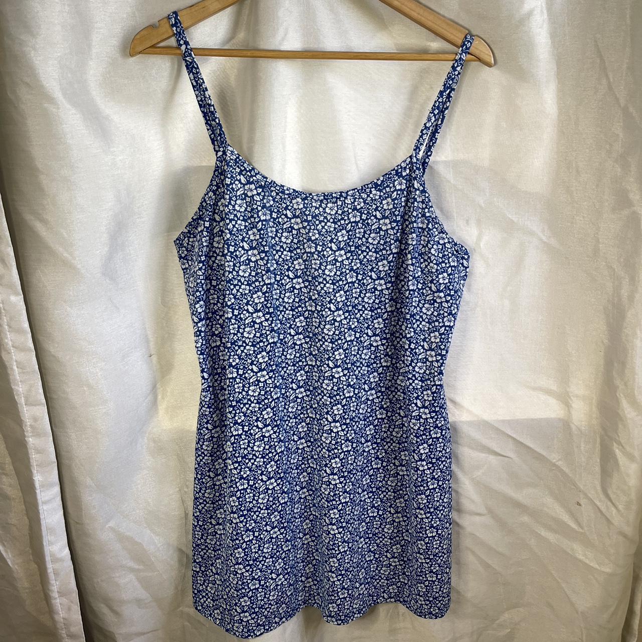 y2k Blue White Hibiscus Floral Print Costa Rican... - Depop