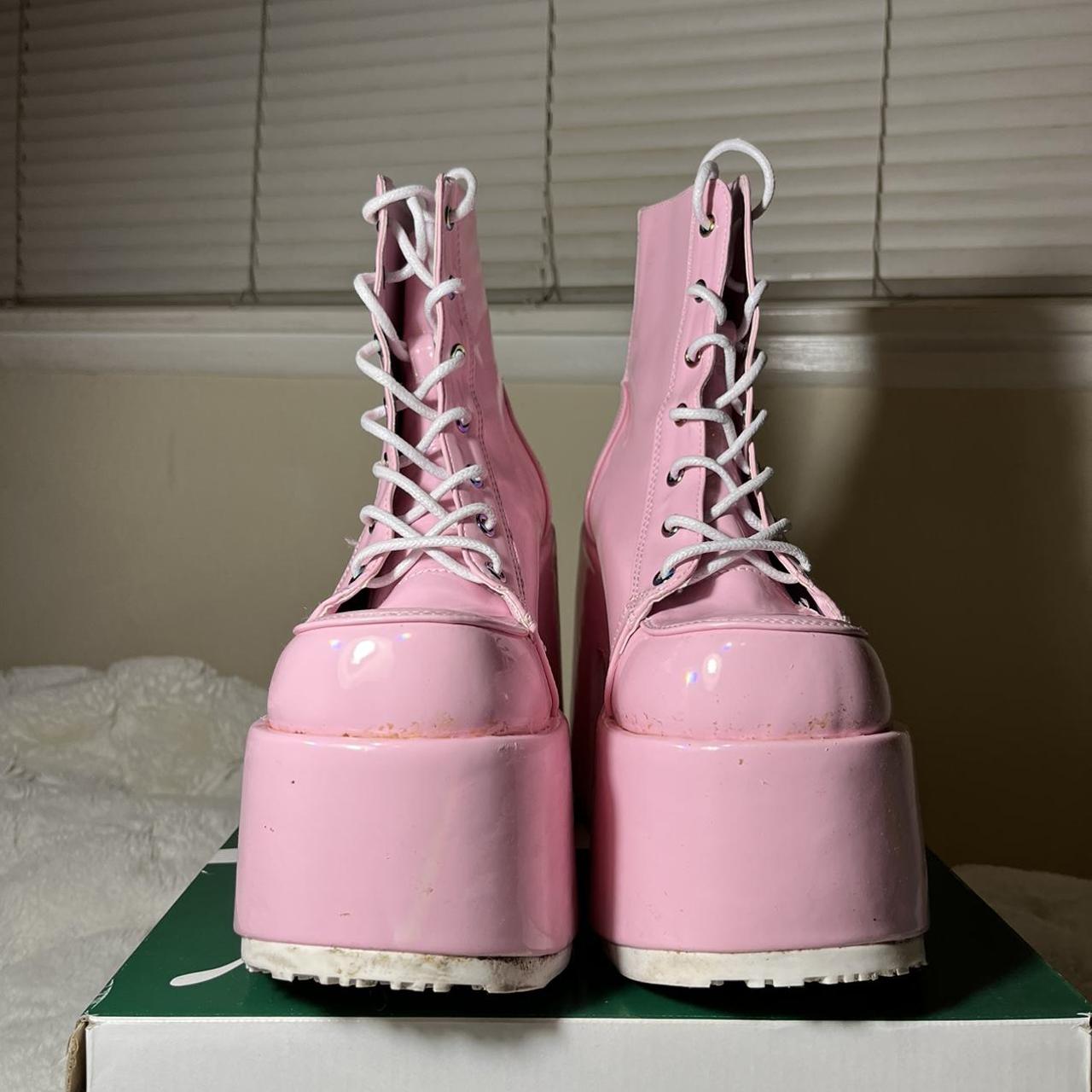 Demonia Women's Pink Boots Depop