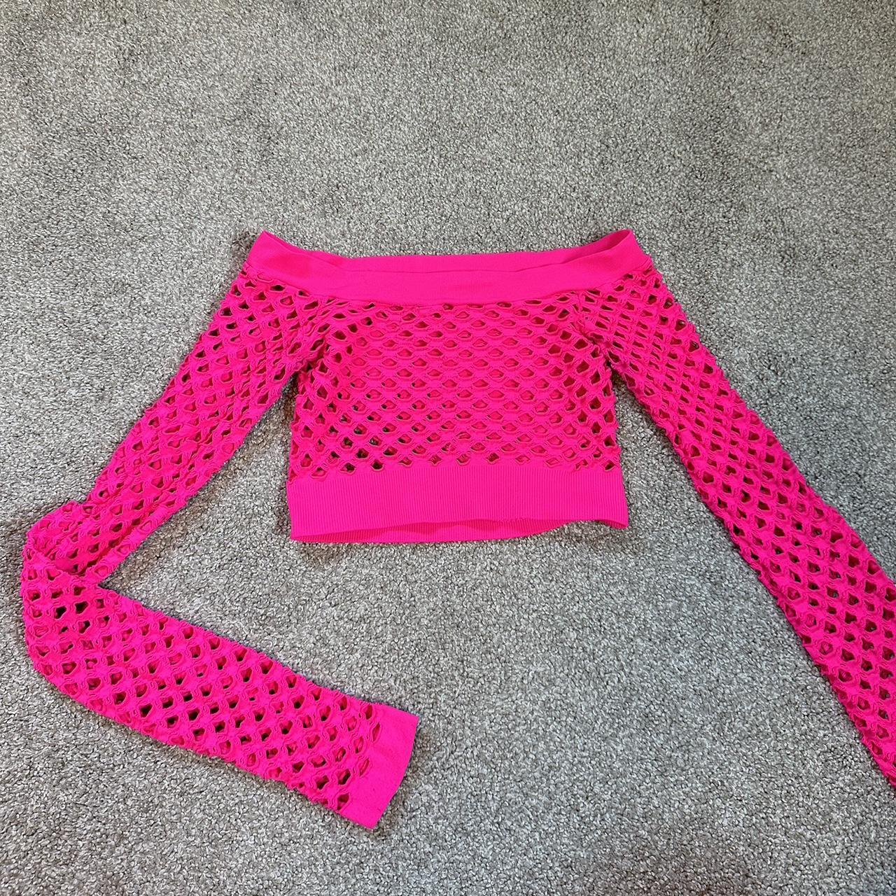 neon pink crop top perfect for a festival or costume... - Depop
