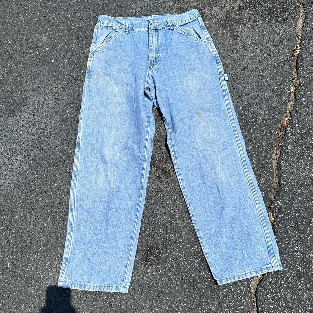 Wrangler Men's Blue and White Jeans | Depop