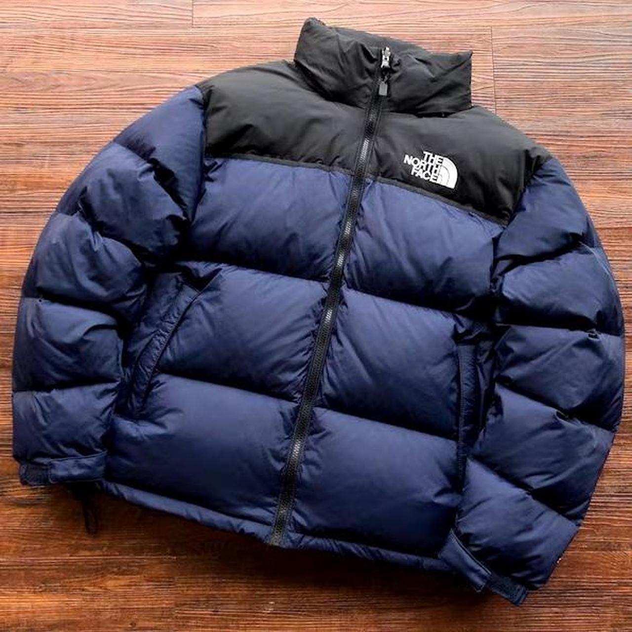 Black And Navy North Face Puffer Jacket - Depop