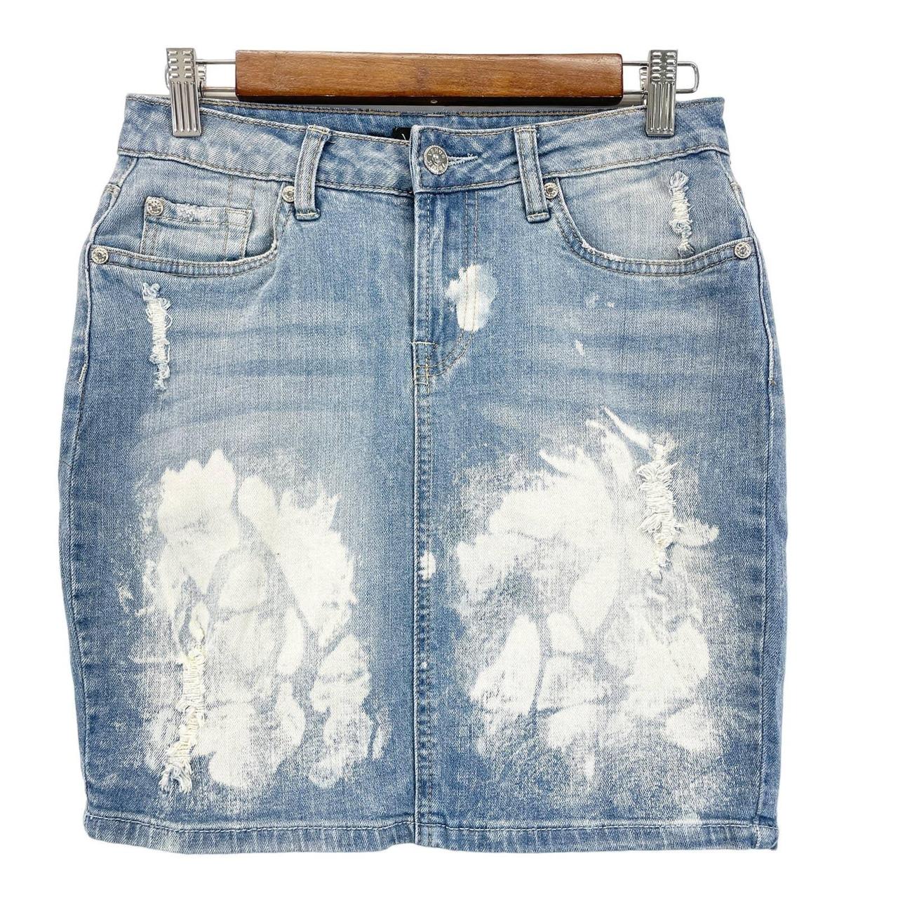 Light distressed denim clearance skirt