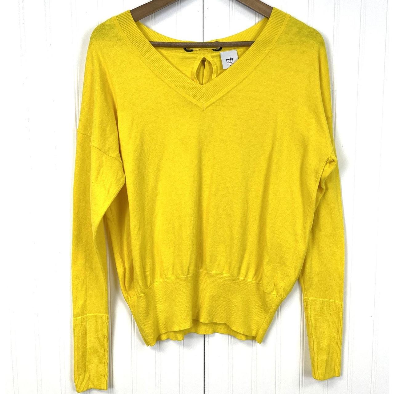 CAbi Womens M Canary Yellow Tie Back Sweater Preppy. Depop