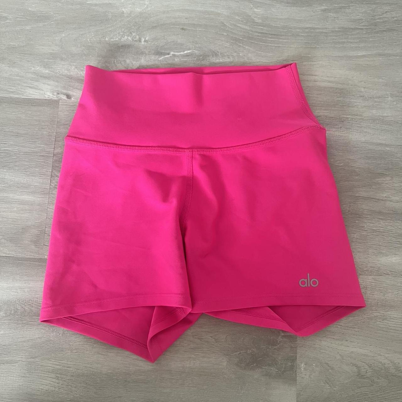 Pink ALO Yoga Shorts 3 inch inseam XS, perfect... - Depop