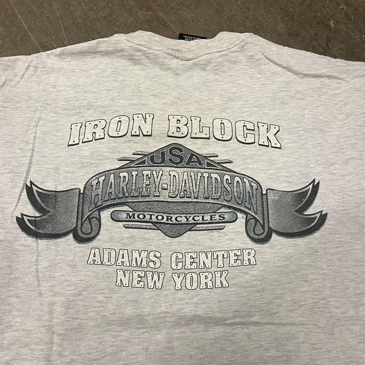 Vintage 1998 Harley Davidson Iron Block Adams Center New York T-Shirt