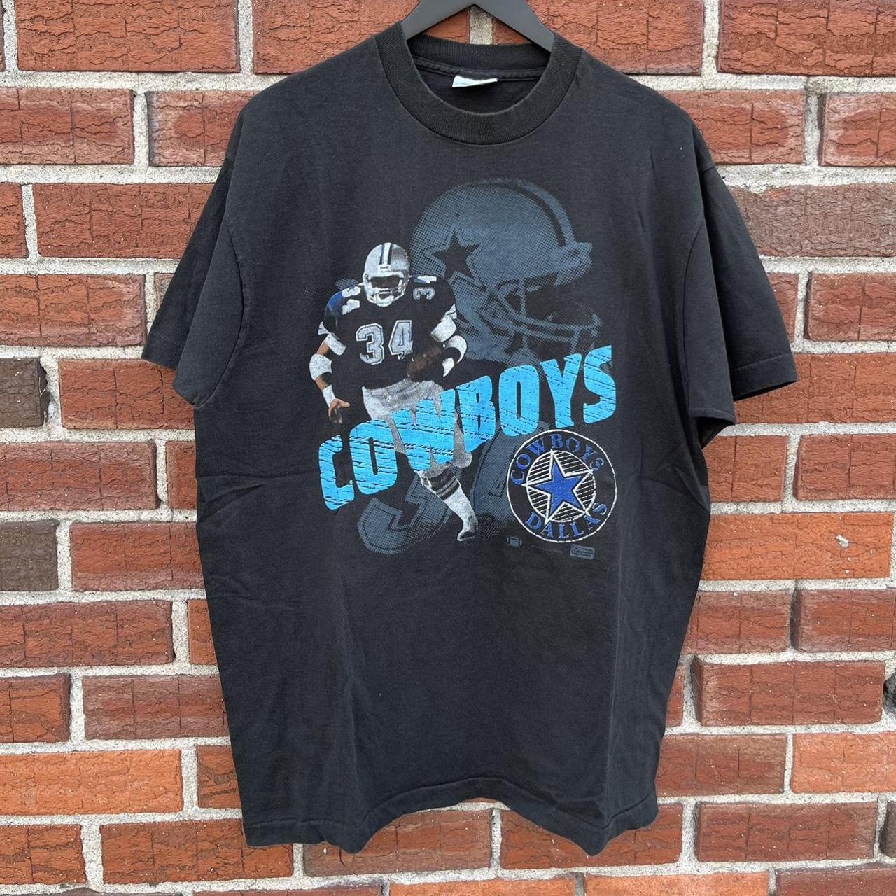 Vintage 90s NFL Dallas Cowboys Graphic T Shirt Black Faded Size