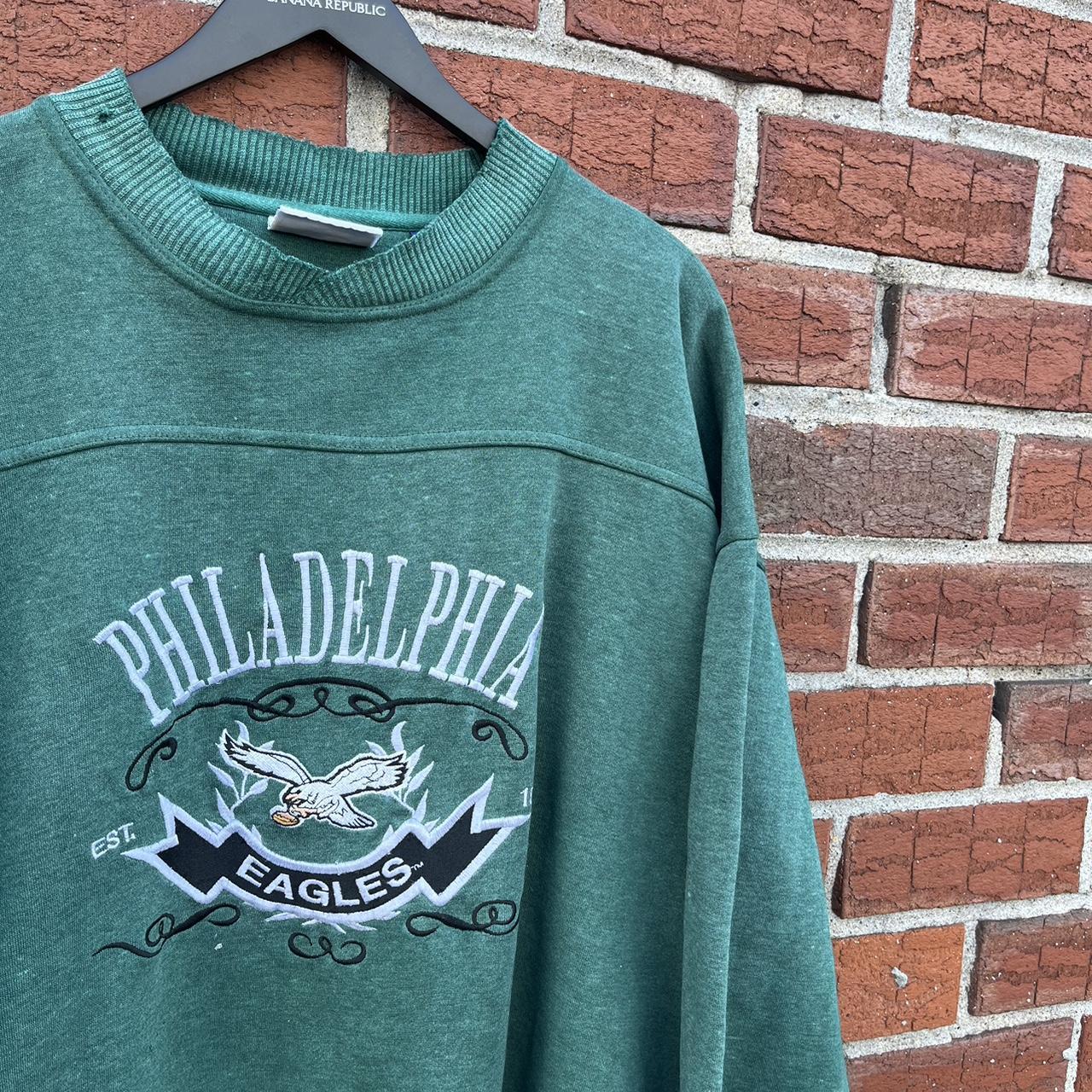 Philadelphia eagles white crewneck sweatshirt Size - Depop