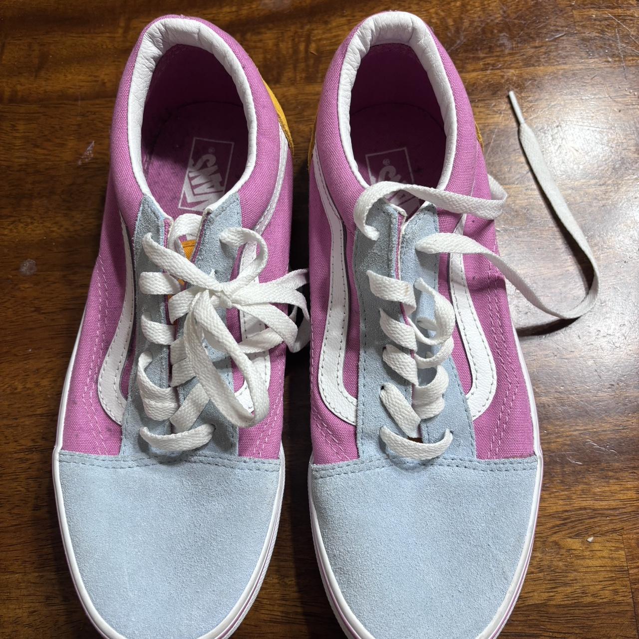 pink orange light blue vans size us junior 6.5