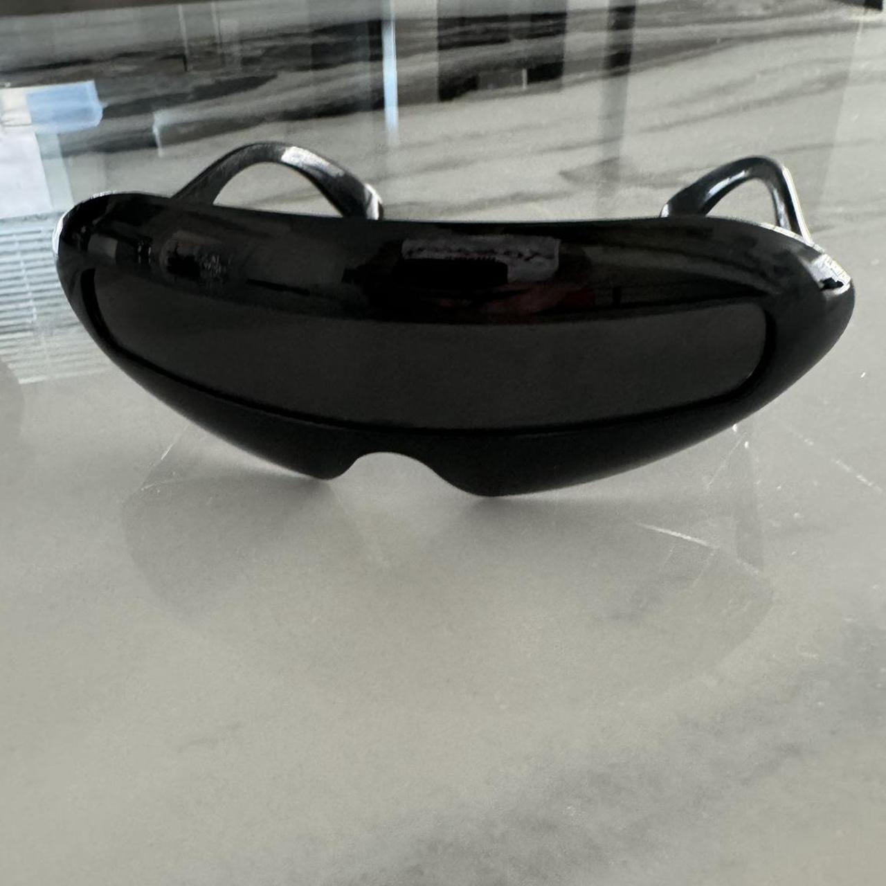 Futuristic one-lense sunglasses in black! Brand new... - Depop