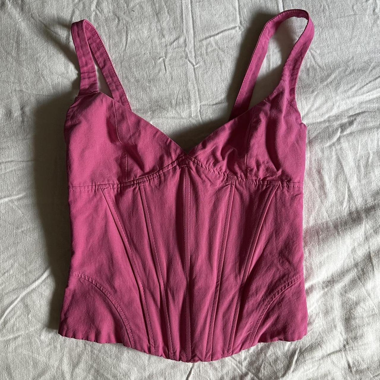 Pink Zara corset top Size Small Condition new... Depop
