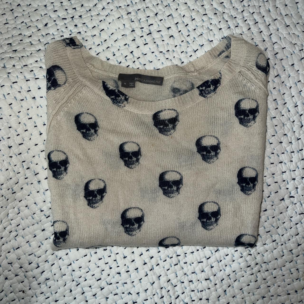 360 Cashmere Skull sweater. Size small. Small stain... - Depop