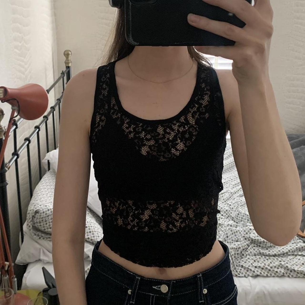 Lace cami / black lace vest top Women’s lace vest... Depop