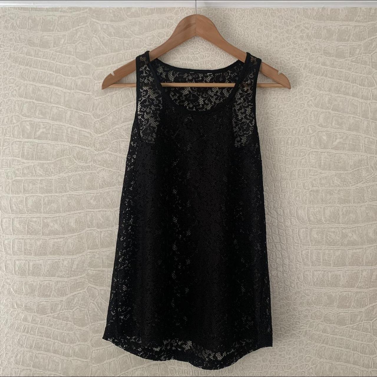 Lace cami / black lace vest top Women’s lace vest... - Depop