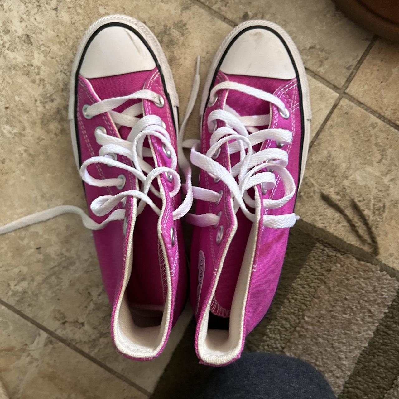 pink converse size 5 1/2 woman's 💕💐🌸 worn once to... - Depop