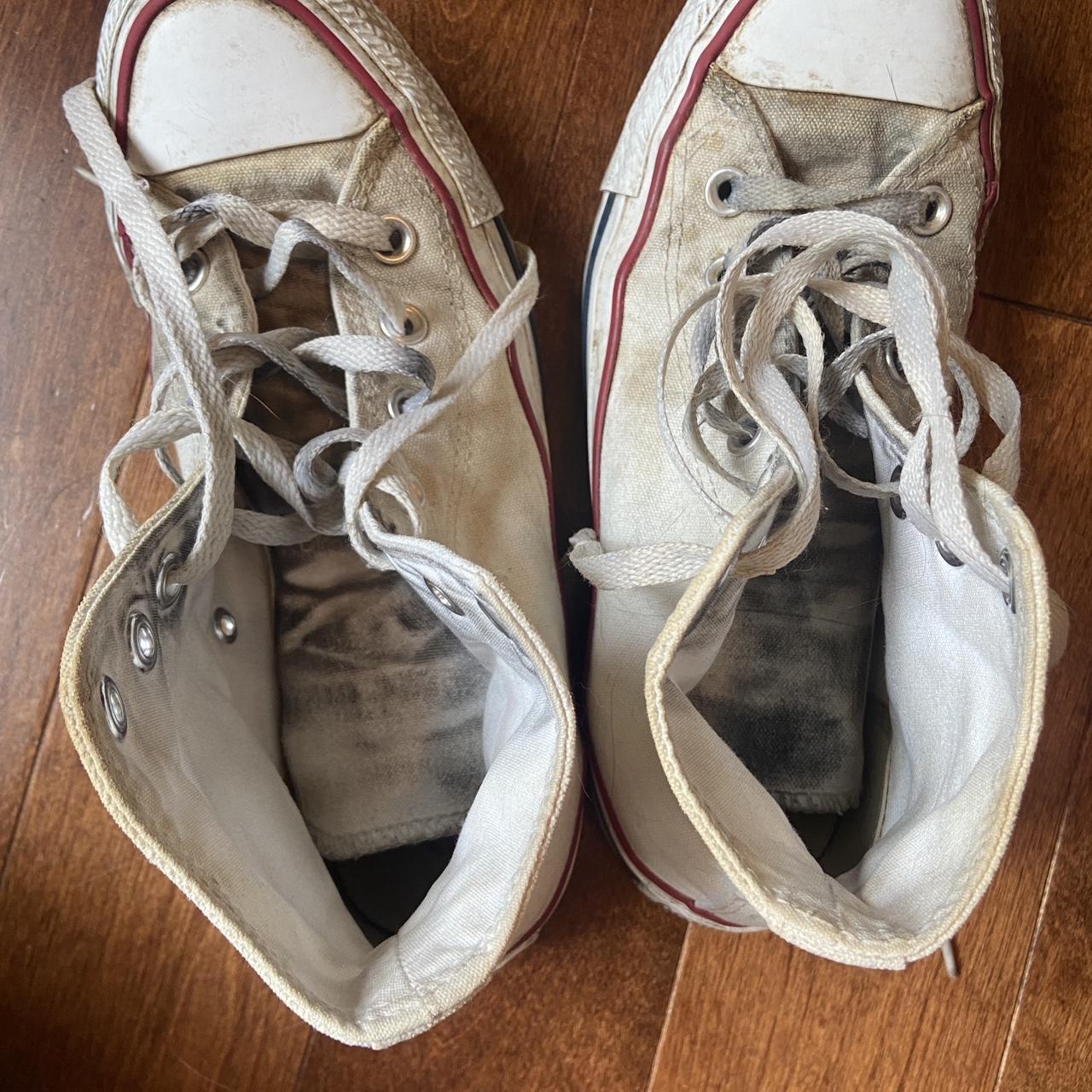 white converse the tongues are a little grimy... - Depop