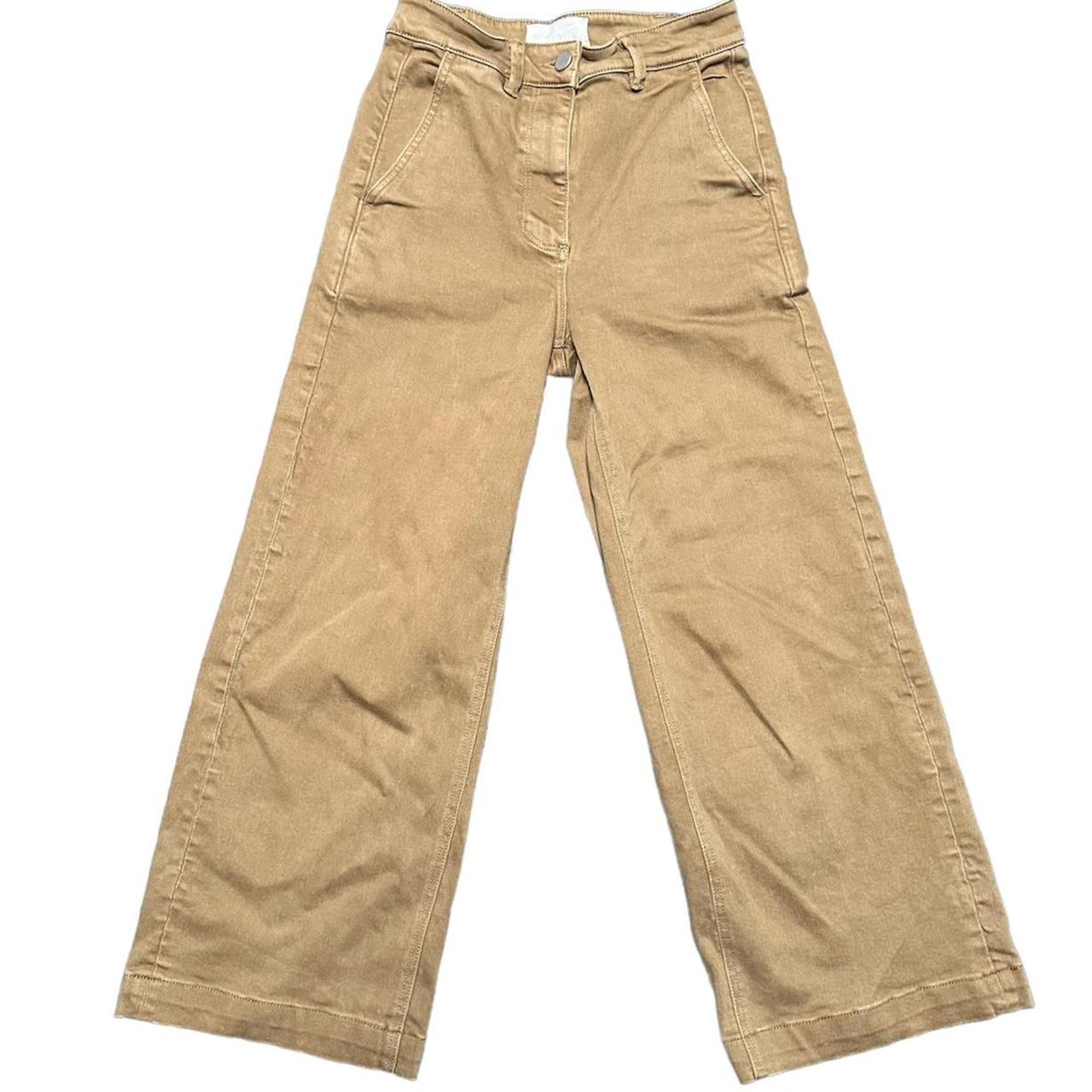 Super Cute Flared Wide Leg Khaki Jeans/Pants - Size... - Depop