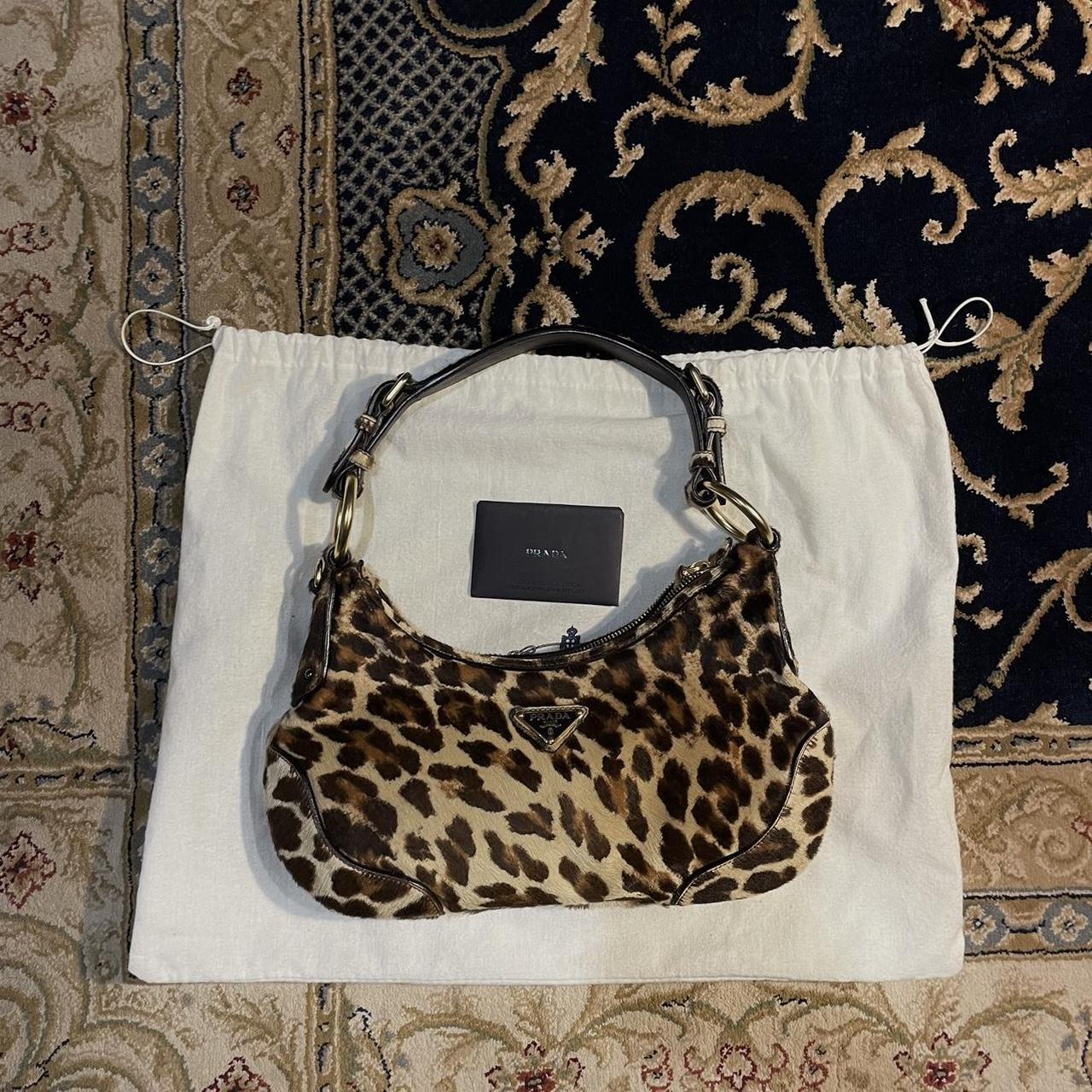 Authentic Prada Cavallino Leopard Print Shoulder Bag