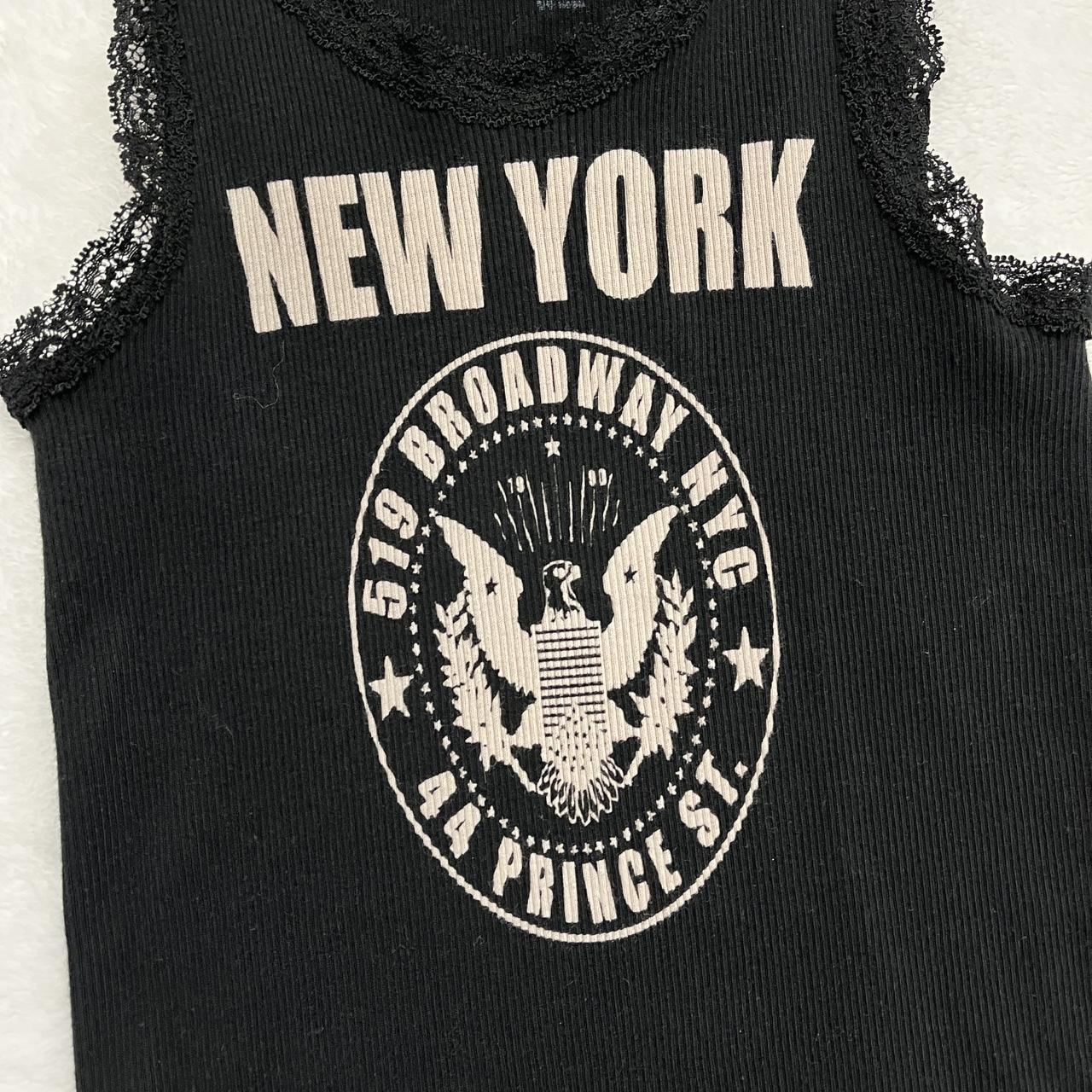 brandy melville new york graphic tank with lace - Depop