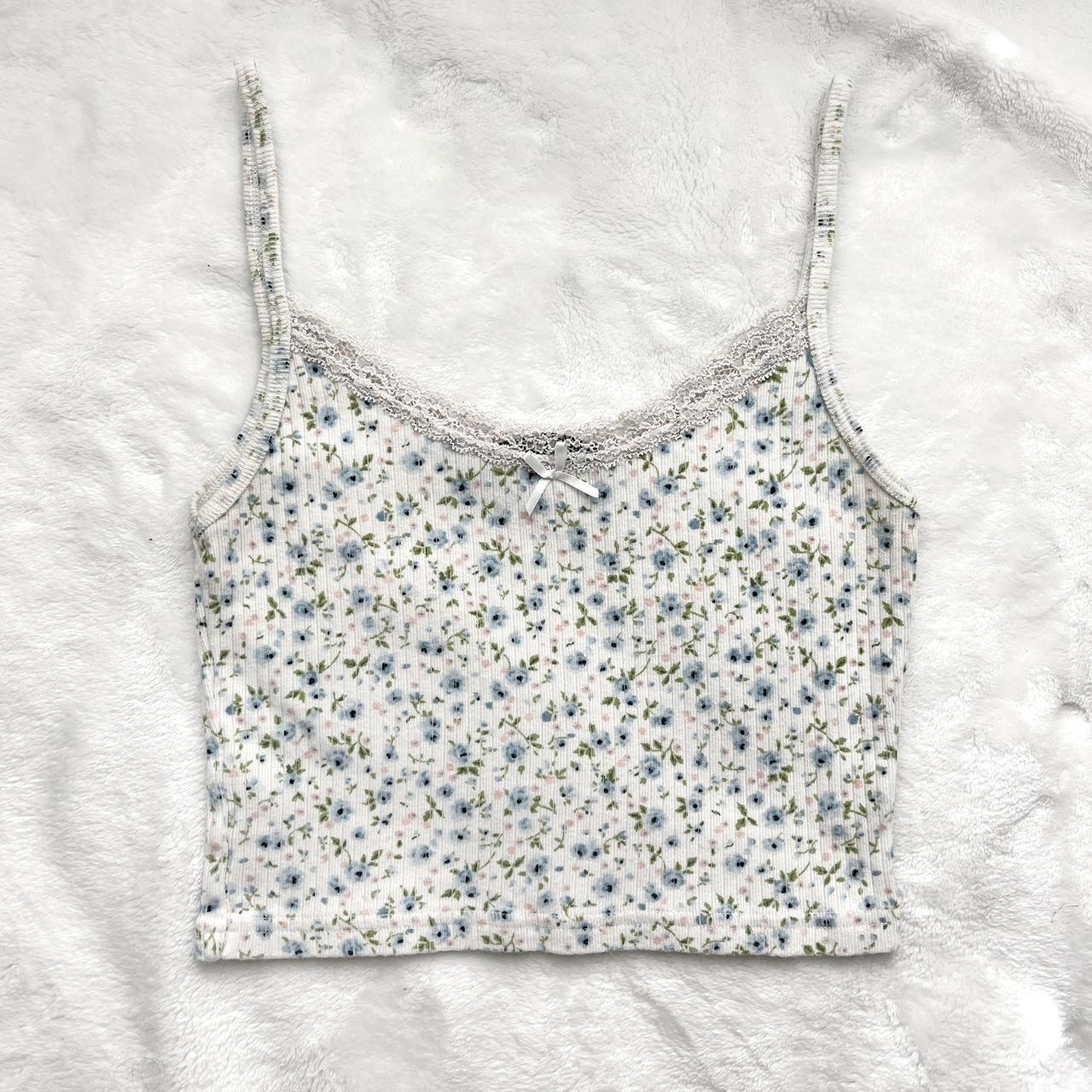 Brandy Melville White Floral Crop Lace Skylar Bow Tank Top Multiple - $30 -  From Get