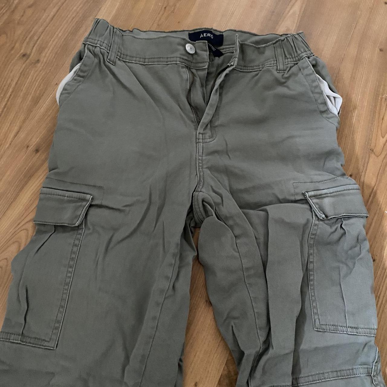 sage green cargos by aero, really good condition,... - Depop