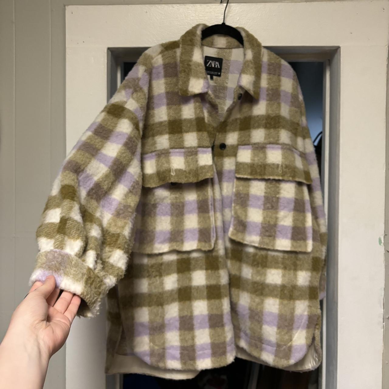 Depop Zara Oversized Plaid Jacket Zara Plaid Shacket Size L/XL