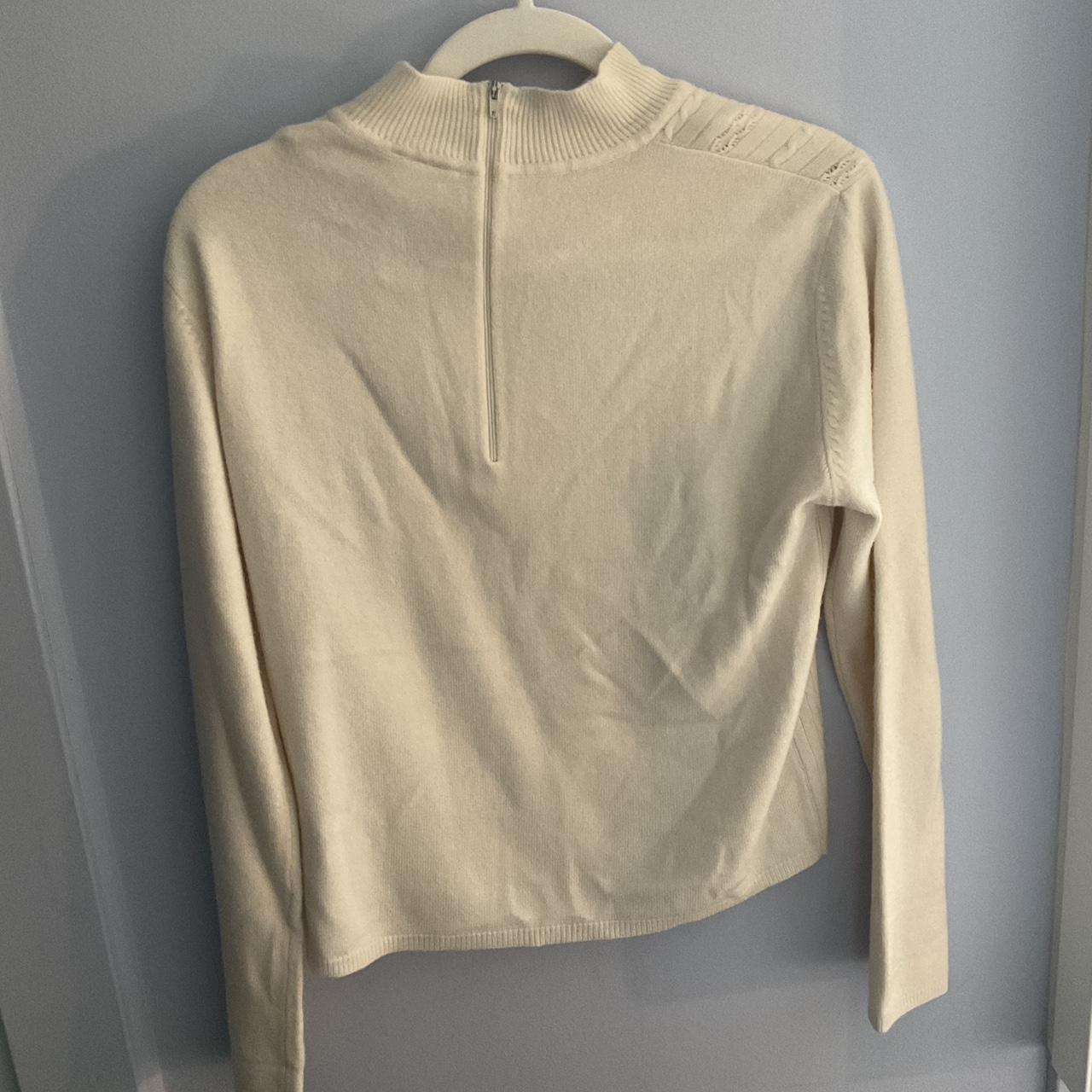 Cream Mock Neck Sweater Size... - Depop