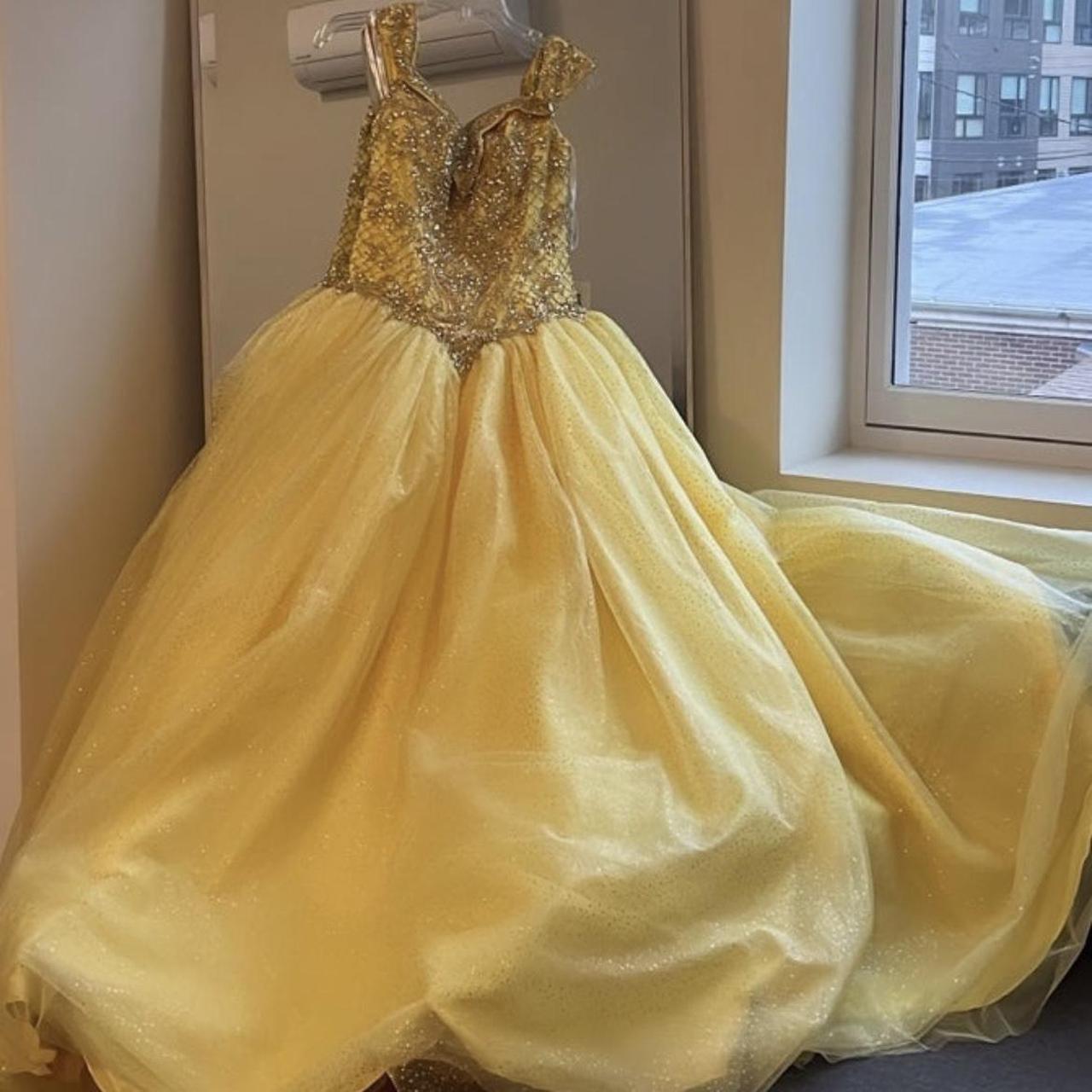 puffy yellow quinceanera dresses