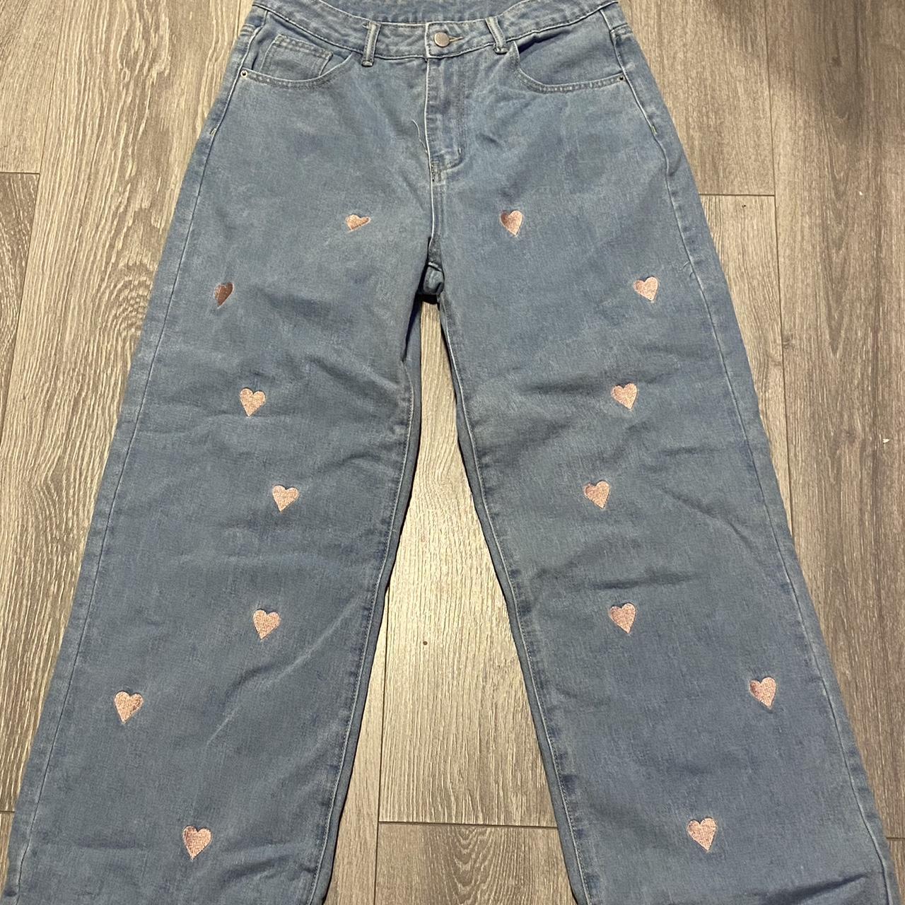 Heart store embroidered jeans