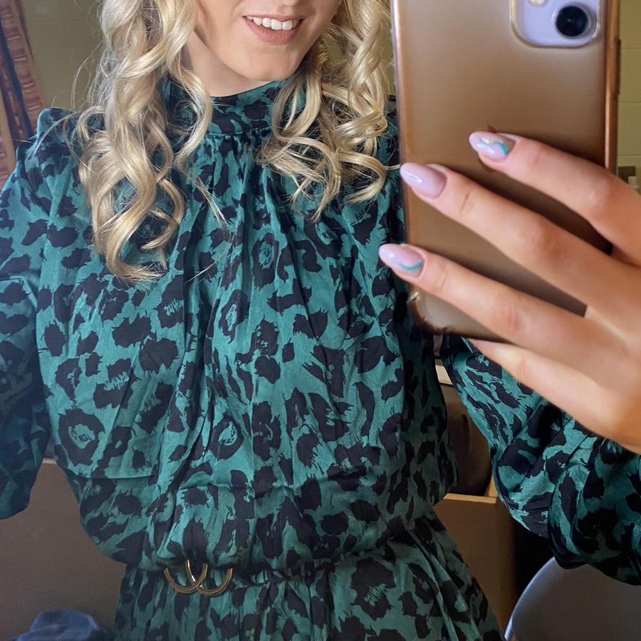 Ax paris green leopard print dress best sale