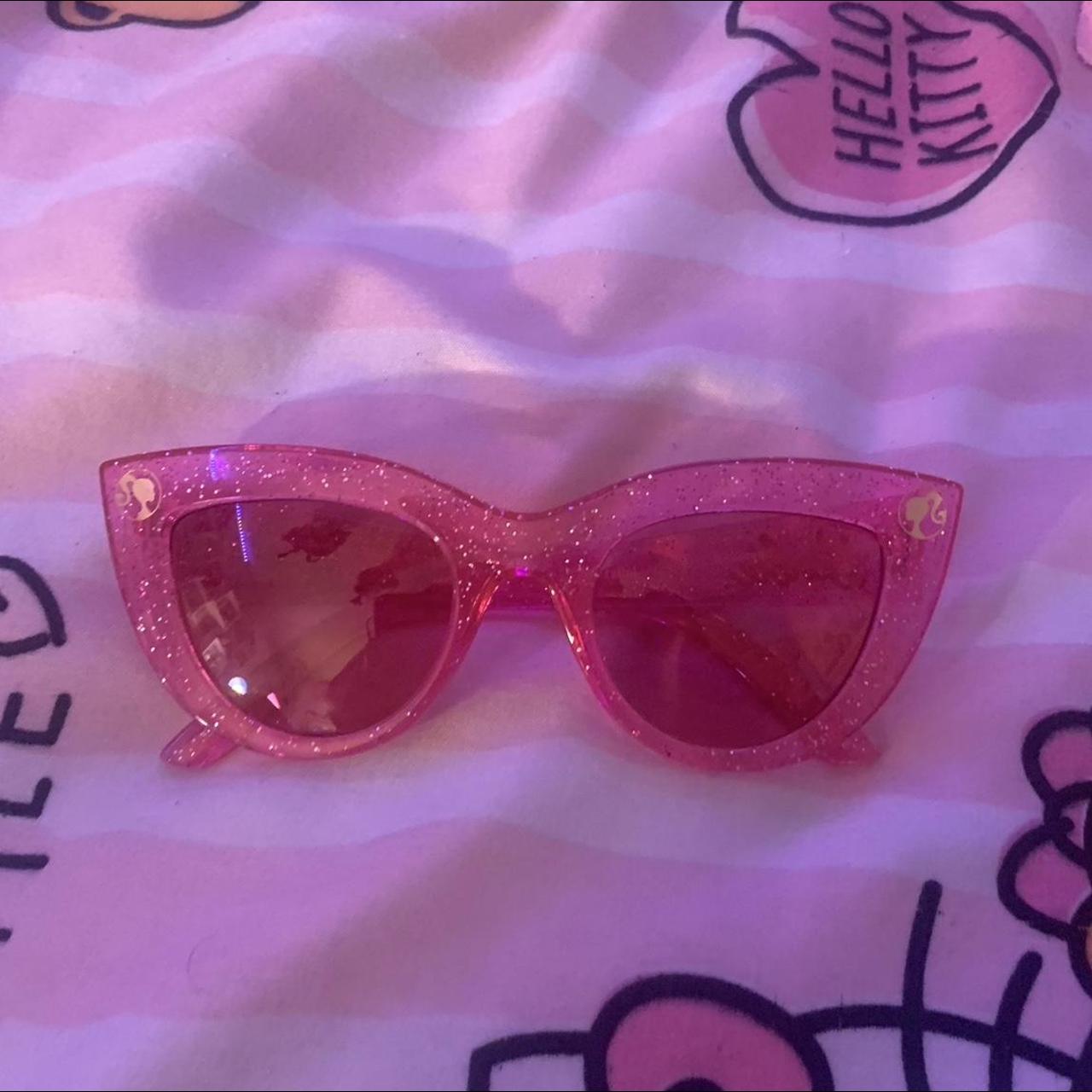 Barbie Women's Pink and Gold Sunglasses | Depop