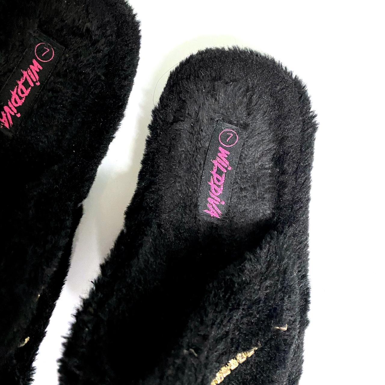 wild diva black fuzzy slippers size ☆ Depop